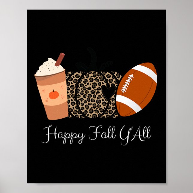 Happy Fall Yall Coffee animal print pumpkins Footb (Front)