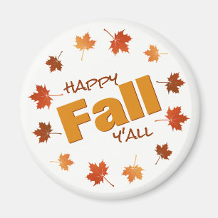 happy fall y'all colourful autumn maple leaves magnet