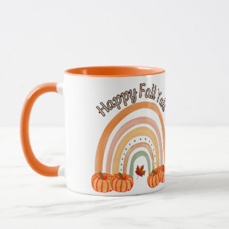 Happy Fall Y'all: Cosy Autumn Pumpkin and Leaves Mug