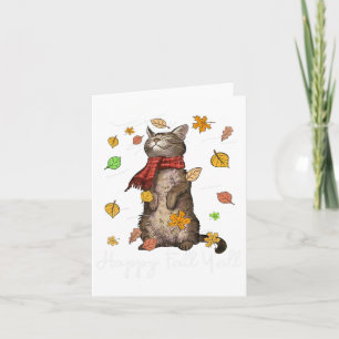 Happy Fall Y'all Cute Autumn Cat Kitten Kitty Fall Card
