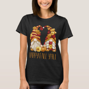 Happy Fall Y'all Cute Gnomes Pumpkin Autumn Tree F T-Shirt