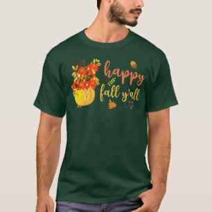 Happy Fall Yall Cute Pumpkin Leaves Autumn Fall Se T-Shirt