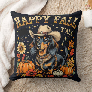 Happy Fall Y'All Dachshund  Cushion