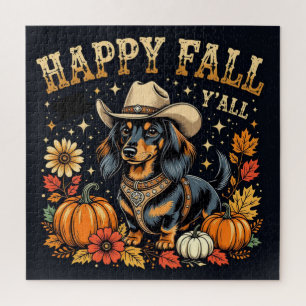 Happy Fall Y'All Dachshund Jigsaw Puzzle