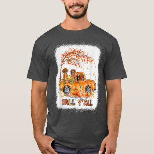 Happy Fall Yall Dachshund Riding Truck Pumpkin Aut T-Shirt