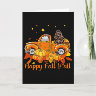 Happy Fall Y'all English Er Spaniel Truck Pumpkin Card