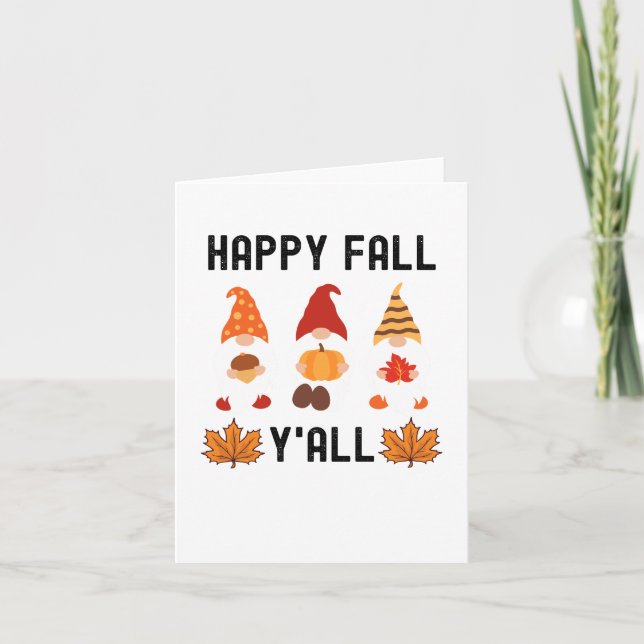 Happy Fall Y'All, Fall Breeze Autumn Leaves Card (Front)