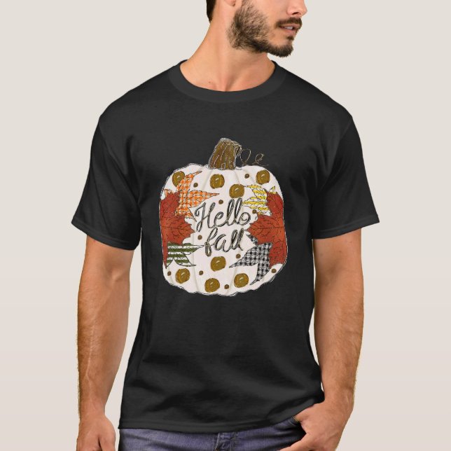 Happy Fall Y'all Fall Maple Leaf Pumpkin Autumn Th T-Shirt (Front)