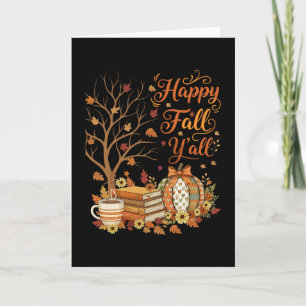 Happy Fall Y'all Floral Pumpkin Autumn Coffee  Card