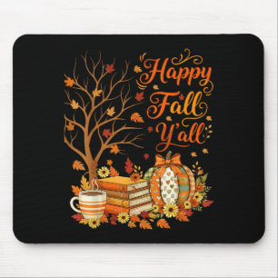 Happy Fall Y'all Floral Pumpkin Autumn Coffee  Mouse Pad