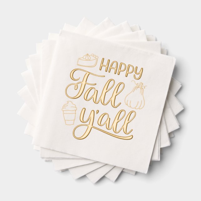 Happy Fall Y'all Foil Napkins (Insitu (Stacked))