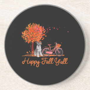 Happy Fall Yall Funny Schnauzer Dog Autumn Bicycle Coaster