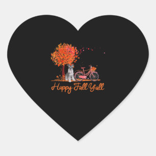 Happy Fall Yall Funny Schnauzer Dog Autumn Bicycle Heart Sticker