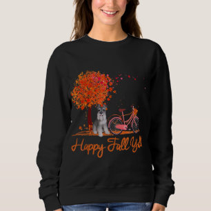 Happy Fall Yall Funny Schnauzer Dog Autumn Bicycle Sweatshirt