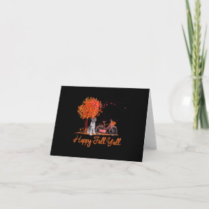 Happy Fall Yall Funny Schnauzer Dog Autumn Bicycle Thank You Card