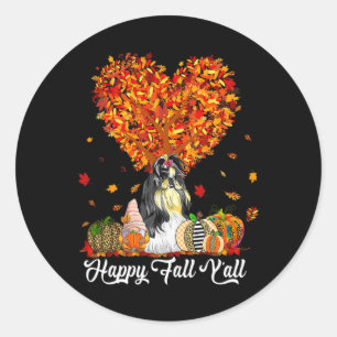 Happy Fall Y'all Funny Shih Tzu Autumn Pumpkins  Classic Round Sticker