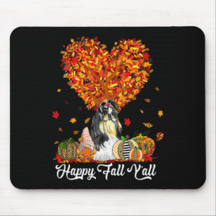 Happy Fall Y'all Funny Shih Tzu Autumn Pumpkins Mouse Pad