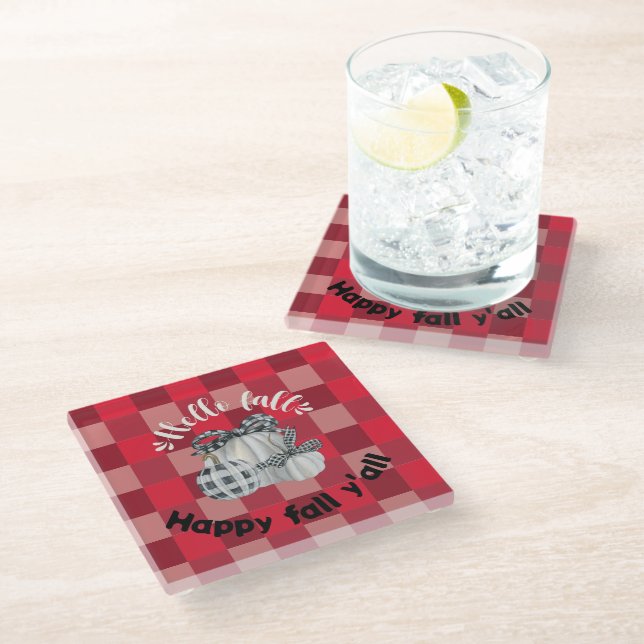 Happy Fall Y'all Glass Coaster (Angled)
