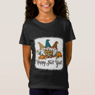 Happy Fall Y'all Gnome Friend Pumpkin Funny Autumn T-Shirt