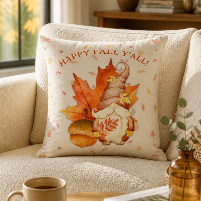 Happy Fall Y'all Gnome Leaf and Acorn Cushion (Creator Uploaded)
