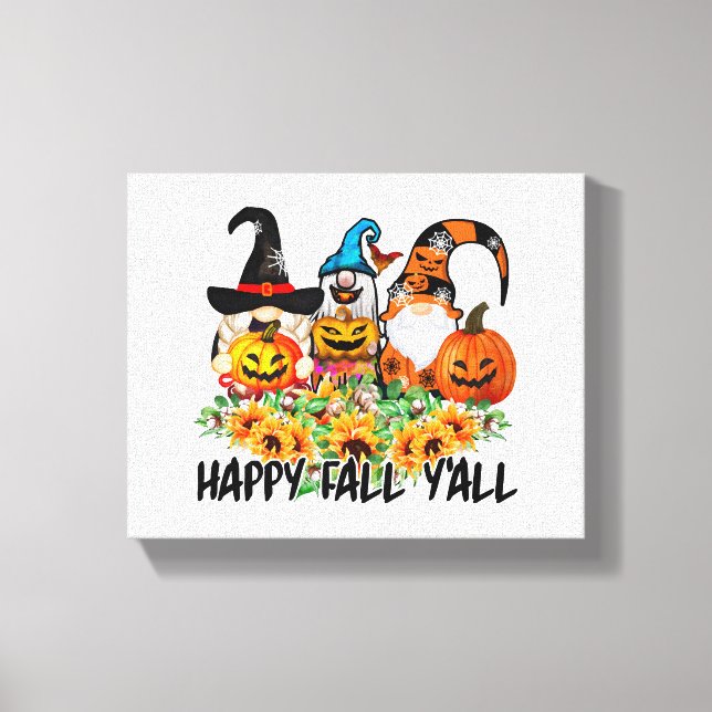 Happy Fall Y'all Gnome Leopard Gnome Sunflower Canvas Print (Front)