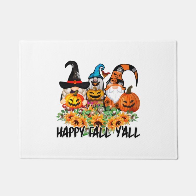 Happy Fall Y'all Gnome Leopard Gnome Sunflower Doormat (Front)