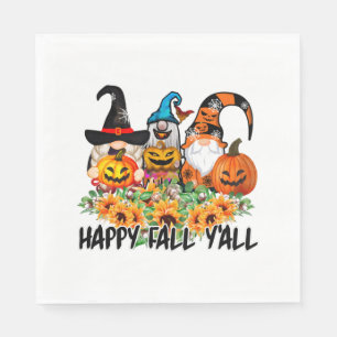 Happy Fall Y'all Gnome Leopard Gnome Sunflower Napkin