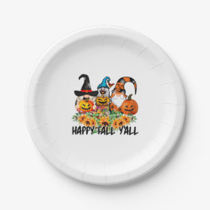 Happy Fall Y'all Gnome Leopard Gnome Sunflower Paper Plate