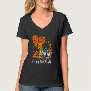Happy Fall Y'all Gnome Leopard Pumpkin  Autumn Gno T-Shirt