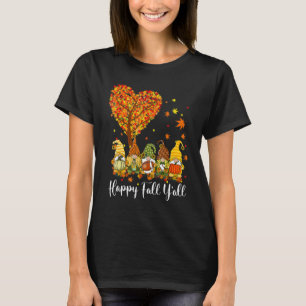 Happy Fall Y'all Gnome Leopard Pumpkin  Autumn Gno T-Shirt