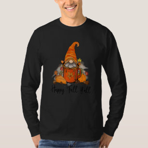 Happy Fall Yall Gnome Leopard Pumpkin Autumn Gnom T-Shirt