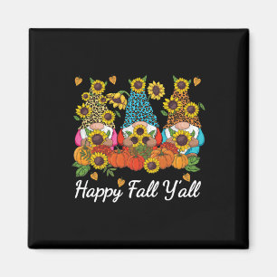 Happy Fall Y'all Gnome Leopard Pumpkin Autumn Magnet