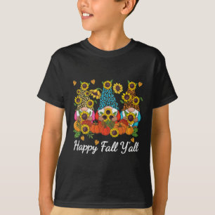 Happy Fall Y'all Gnome Leopard Pumpkin Autumn T-Shirt