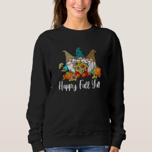 Happy Fall Y'all Gnome Leopard Pumpkin Autumn Than Sweatshirt