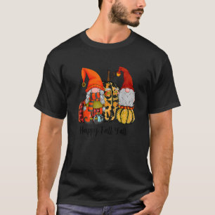 Happy Fall Y'all Gnome Leopard Pumpkin Autumn Than T-Shirt