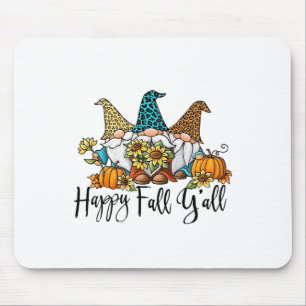 Happy Fall Y'all Gnome Leopard Pumpkin Funny Autum Mouse Pad
