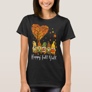 Happy Fall Y'all Gnome Leopard Pumpkin Funny Autum T-Shirt