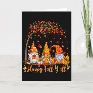 Happy Fall Y'all Gnome Pumpkin Autumn Leaves Thank Card