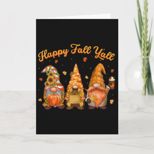 Happy Fall Y'all Gnome Pumpkin Autumn Leaves Thank Card