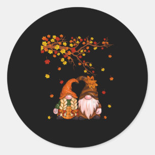 Happy Fall Y'all Gnome Pumpkin Autumn Leaves Thank Classic Round Sticker