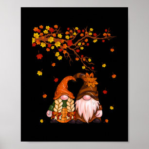 Happy Fall Y'all Gnome Pumpkin Autumn Leaves Thank Poster