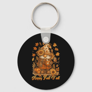 Happy Fall Y'all Gnome Pumpkin Autumn Thanksgiving Key Ring
