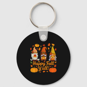 Happy Fall Y'all Gnome Pumpkin Autumn Thanksgiving Key Ring
