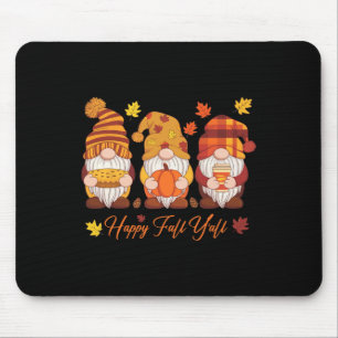 Happy Fall Y'all Gnome Pumpkin Autumn Thanksgiving Mouse Pad
