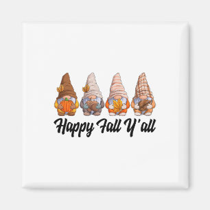 Happy Fall Y'all Gnome Pumpkin Funny Autumn Gnomes Magnet