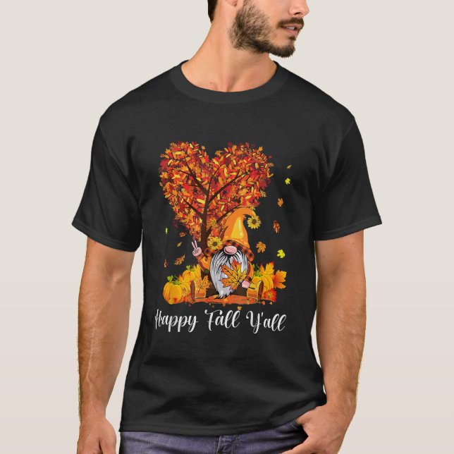 Happy Fall Yall Gnome Pumpkin Spice Autumn Thanksg T-Shirt (Front)