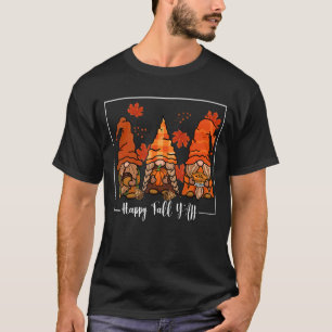 Happy Fall Yall Gnomes Leopard Autumn Fall Gnomes T-Shirt