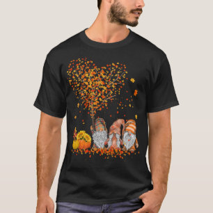 Happy Fall Y'all Gnomes Pumpkin Funny Autumn Heart T-Shirt