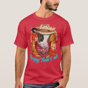 Happy Fall yall Heifers Farm Animal Autumn Thanks T-Shirt