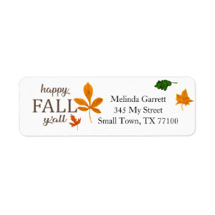 Happy Fall Y'all Leaves Fun Custom Address